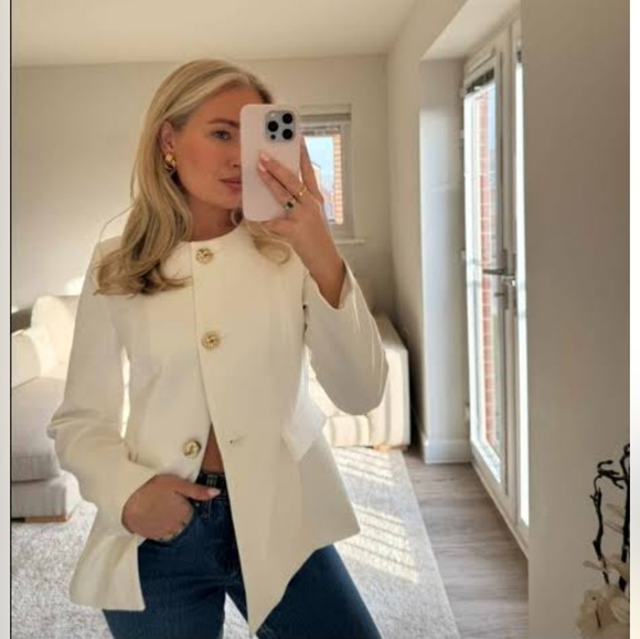 Zara fitted  blazer white Size M - Picture 4 of 16